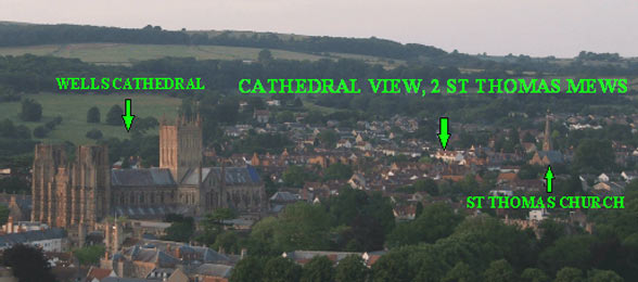 Holiday accommodation in historic Wells, Somerset with cathedral view