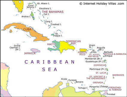 Internet Holiday Villas caribbean villa map