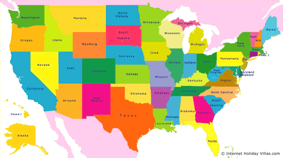 Internet Holiday Villas usa map